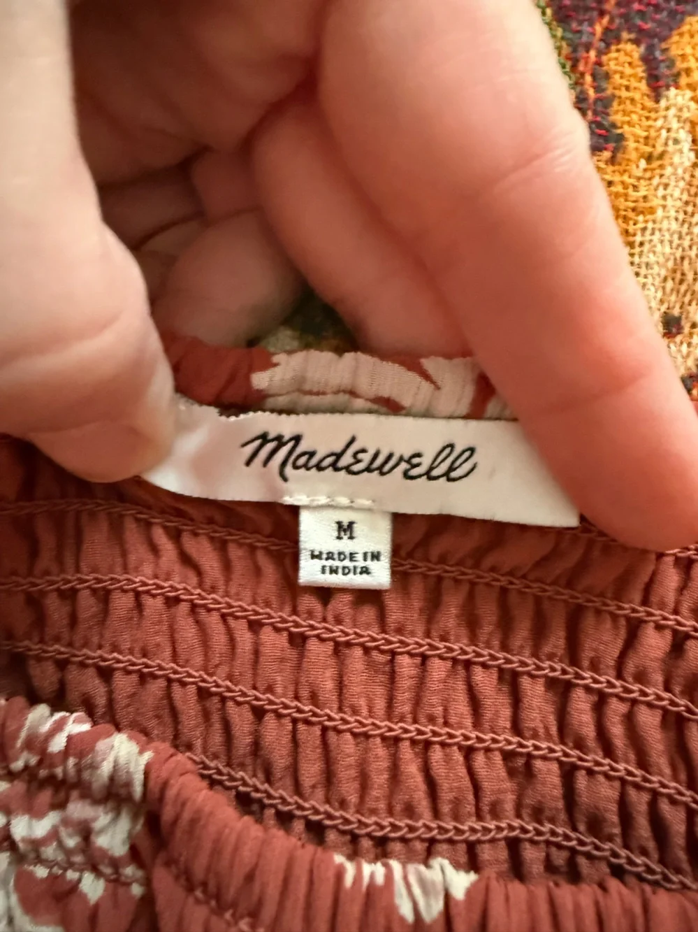 Madewell Georgette Lucie in Moody Blooms Blouse, rust colored, Sz medium